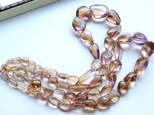 Natural Bi-Colour Ametrine Smooth Tumble/Nugget Shape Beads