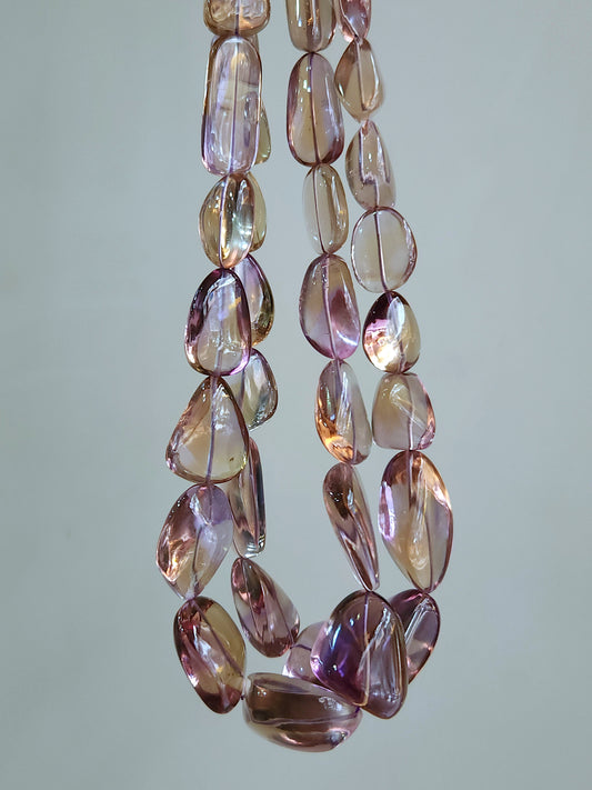 Natural Bi-Colour Ametrine Smooth Tumble/Nugget Shape Beads