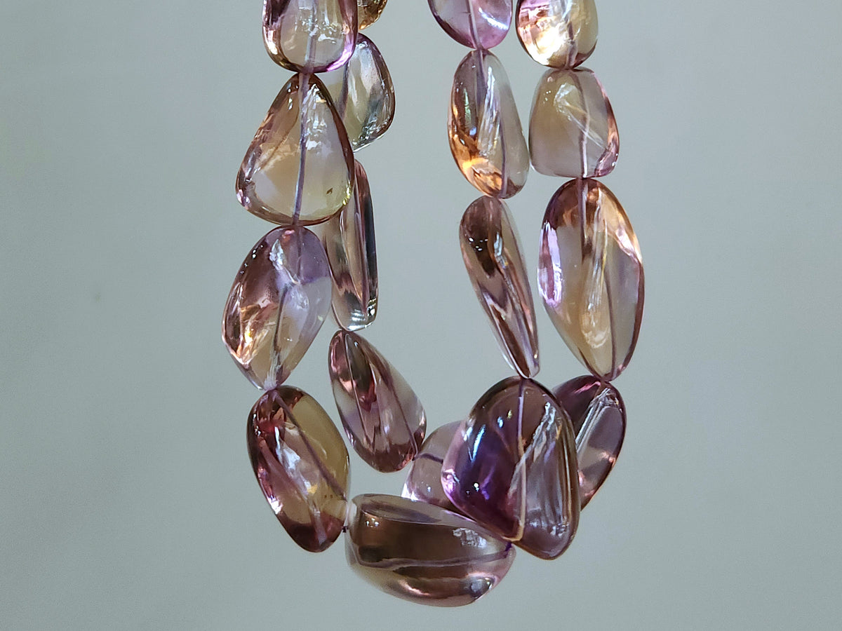 Natural Bi-Colour Ametrine Smooth Tumble/Nugget Shape Beads