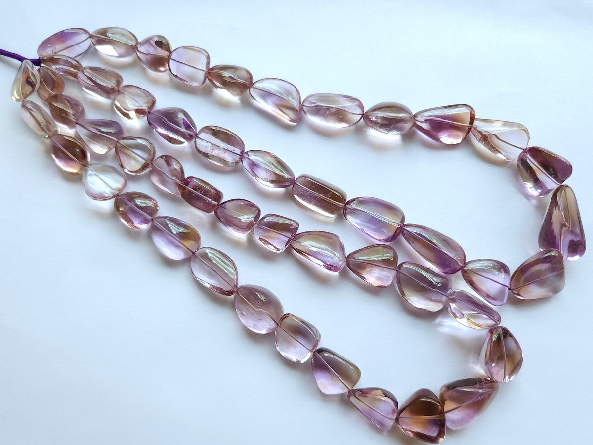 Natural Bi-Colour Ametrine Smooth Tumble/Nugget Shape Beads
