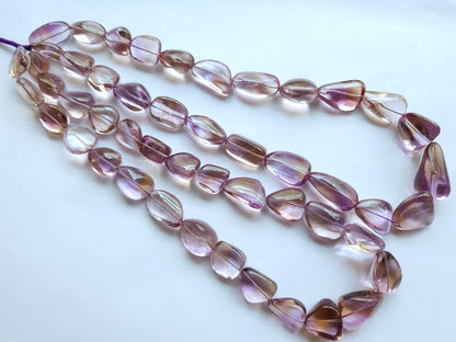 Natural Bi-Colour Ametrine Smooth Tumble/Nugget Shape Beads