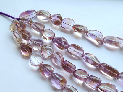 Natural Bi-Colour Ametrine Smooth Tumble/Nugget Shape Beads