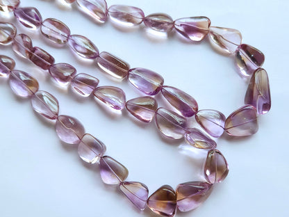 Natural Bi-Colour Ametrine Smooth Tumble/Nugget Shape Beads