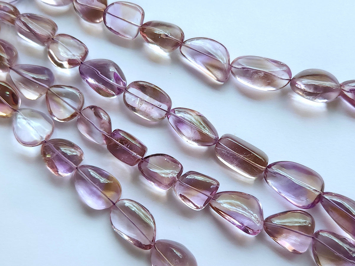 Natural Bi-Colour Ametrine Smooth Tumble/Nugget Shape Beads