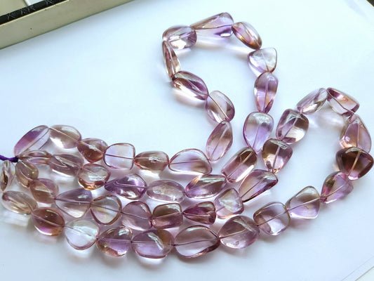 Natural Bi-Colour Ametrine Smooth Tumble/Nugget Shape Beads