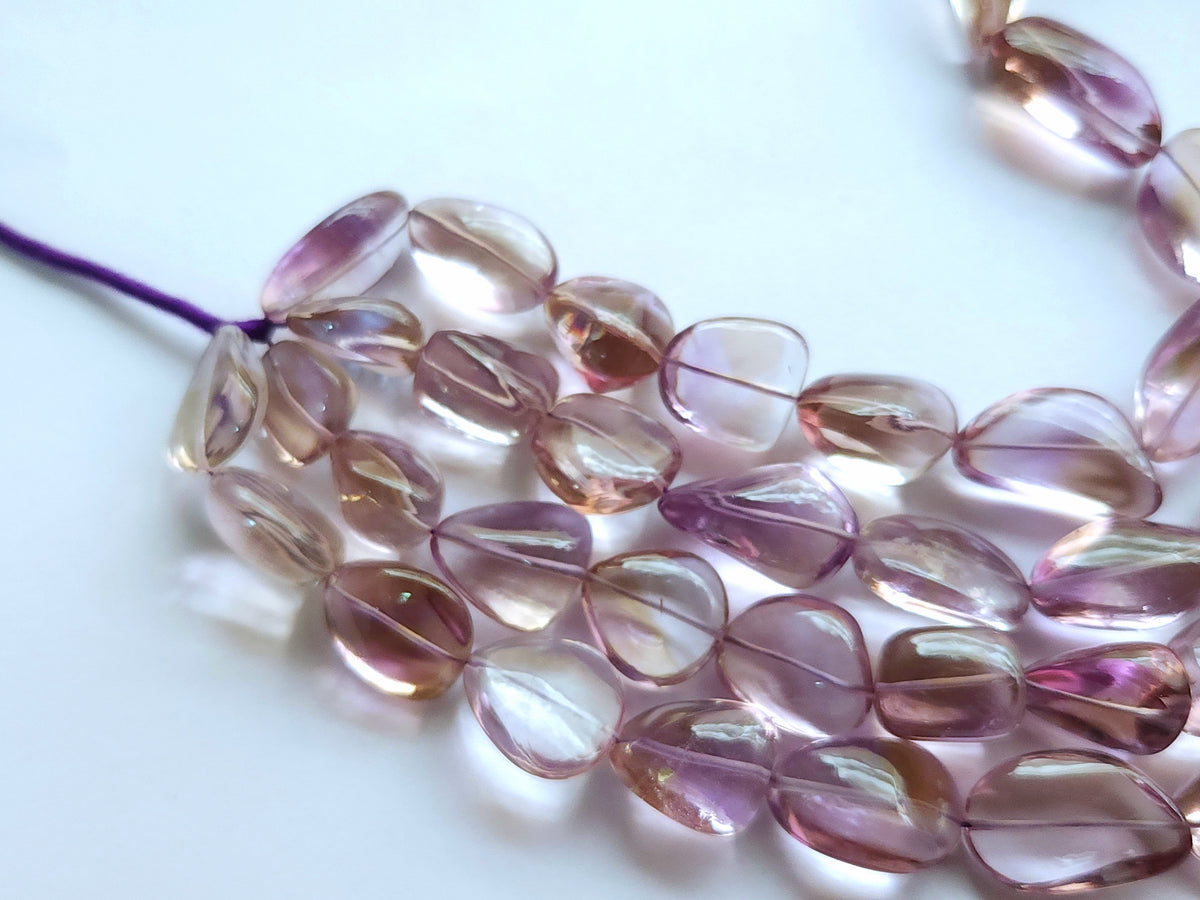 Natural Bi-Colour Ametrine Smooth Tumble/Nugget Shape Beads