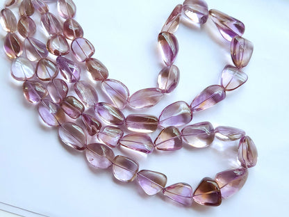 Natural Bi-Colour Ametrine Smooth Tumble/Nugget Shape Beads