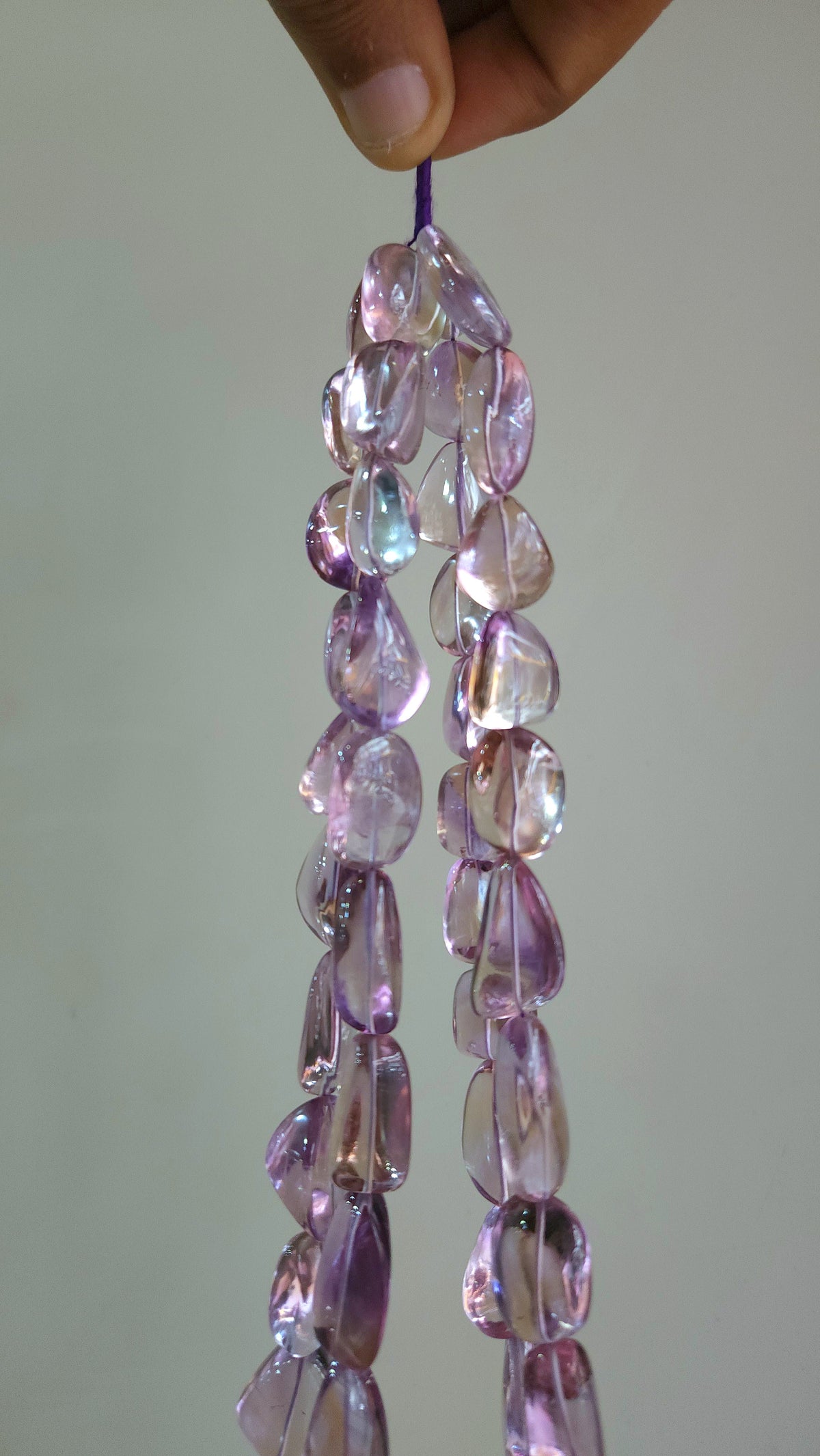 Natural Bi-Colour Ametrine Smooth Tumble/Nugget Shape Beads