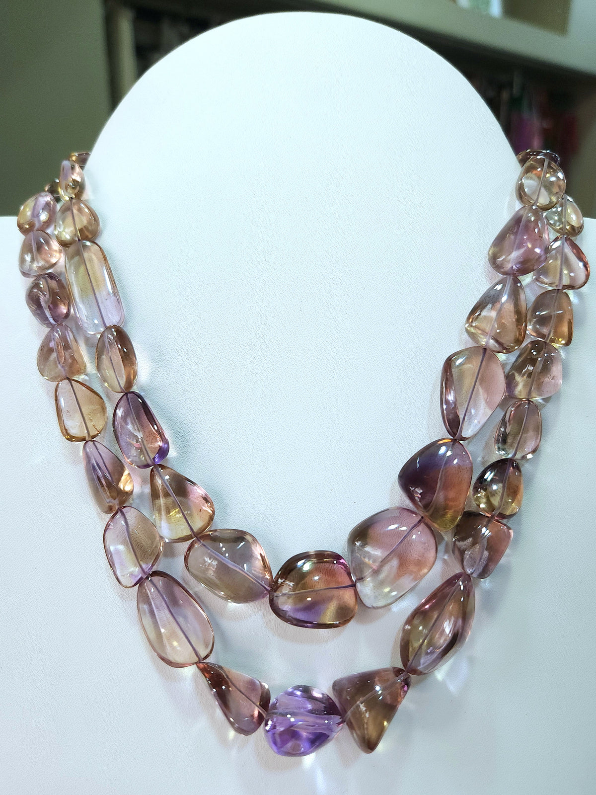 Natural Bi-Colour Ametrine Smooth Tumble/Nugget Shape Beads