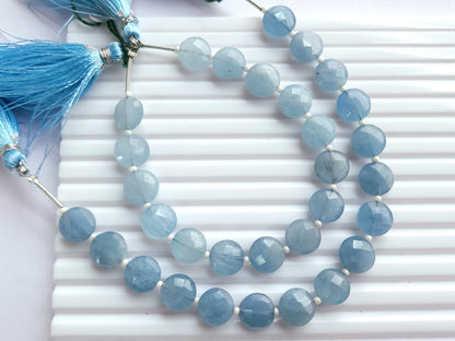 Natural Aquamarine Round Faceted Briolette Beads