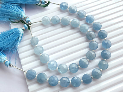Natural Aquamarine Round Faceted Briolette Beads