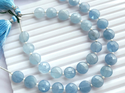 Natural Aquamarine Round Faceted Briolette Beads