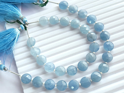 Natural Aquamarine Round Faceted Briolette Beads