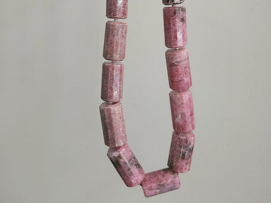 Natural Pink Rhodonite Faceted Cylindrical Beads for Jewelry Making