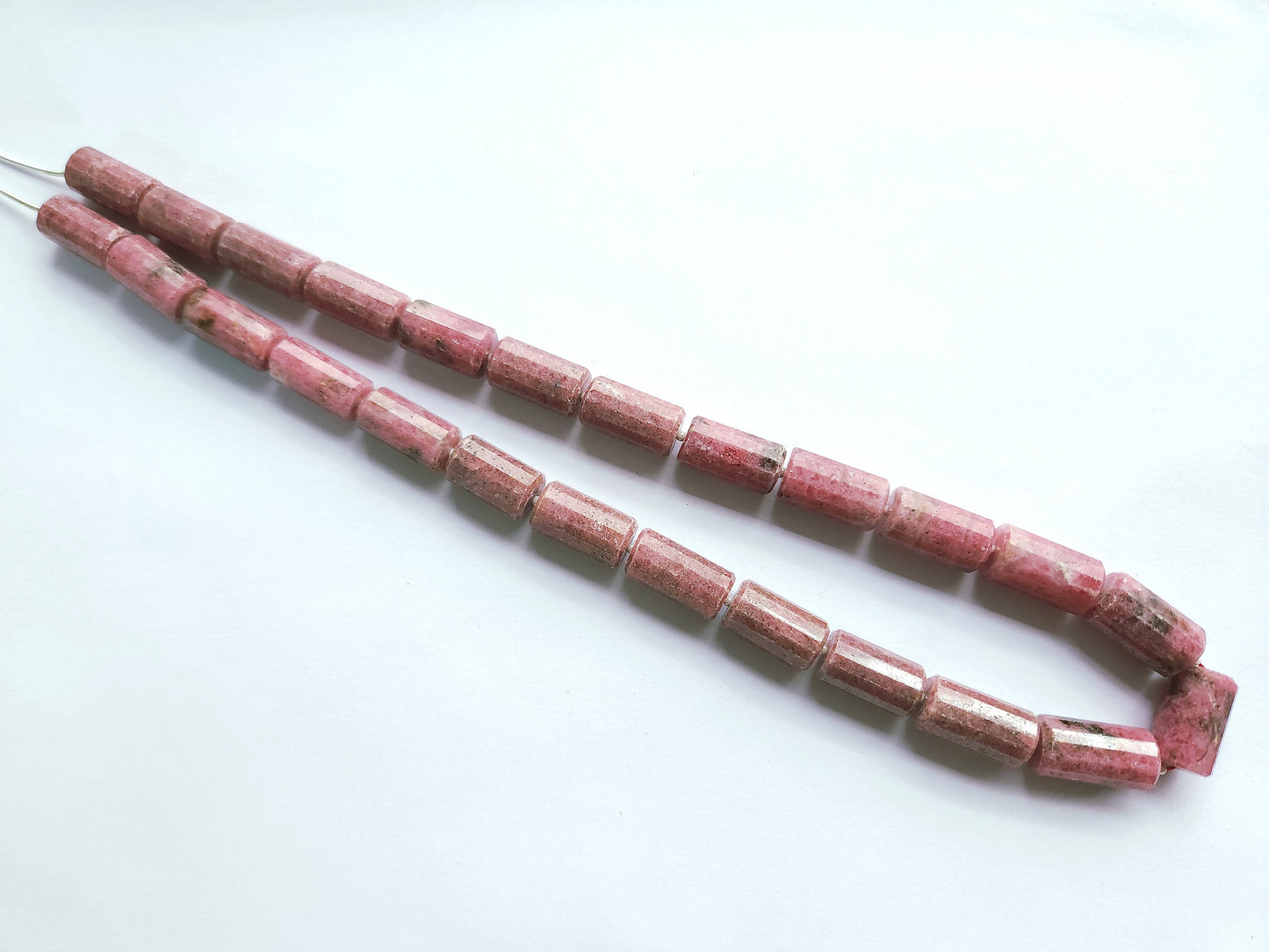 Natural Pink Rhodonite Faceted Cylindrical Beads for Jewelry Making