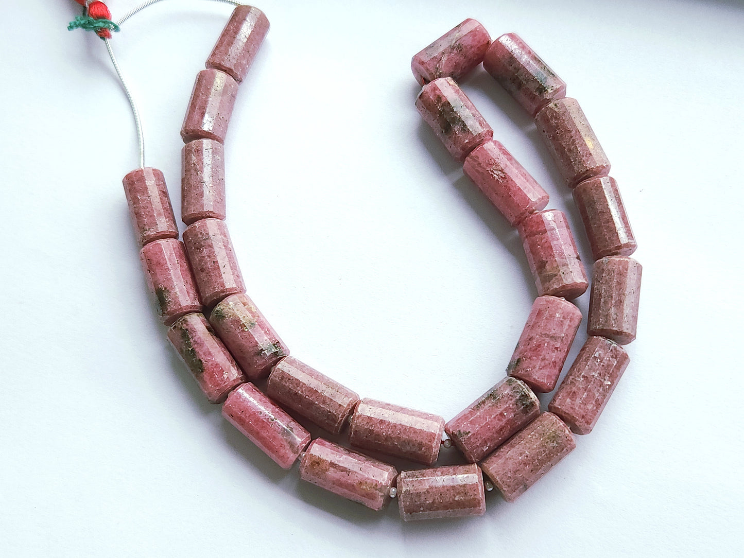 Natural Pink Rhodonite Faceted Cylindrical Beads for Jewelry Making