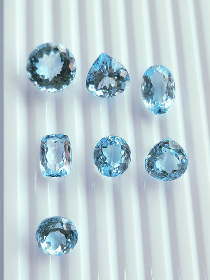 Natural Sky Blue Topaz Loose Pieces Gemstone | 11 To 15 MM