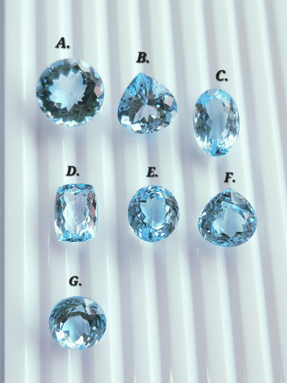 Natural Sky Blue Topaz Loose Pieces Gemstone | 11 To 15 MM