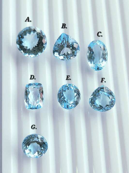 Natural Sky Blue Topaz Loose Pieces Gemstone | 11 To 15 MM