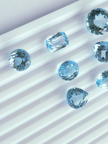 Natural Sky Blue Topaz Loose Pieces Gemstone | 11 To 15 MM