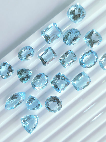 Natural Sky Blue Topaz Loose Pieces Gemstone | 9 To 11 MM