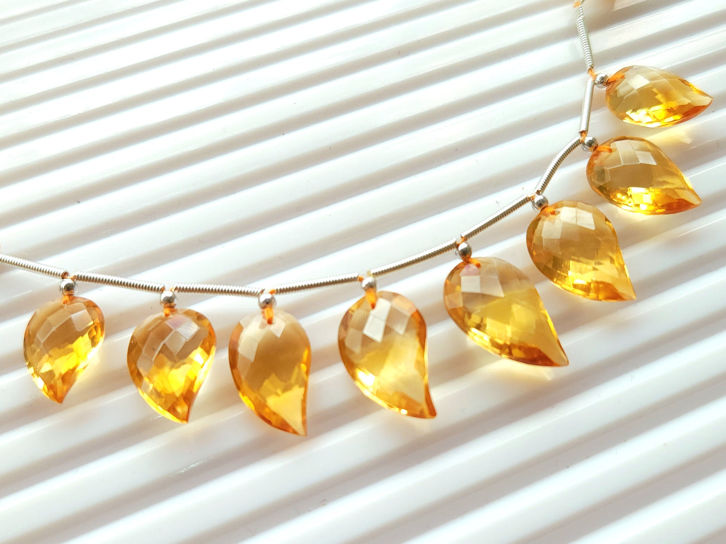 Natural AAA Citrine Mango Faceted Briolette Beads