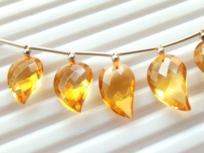 Natural AAA Citrine Mango Faceted Briolette Beads