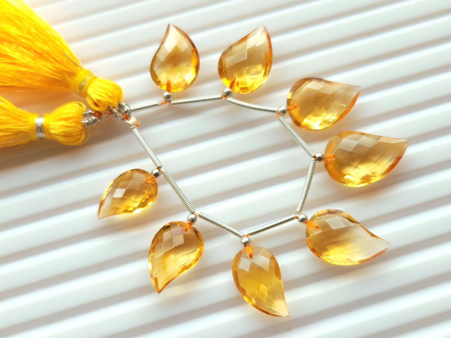 Natural AAA Citrine Mango Faceted Briolette Beads