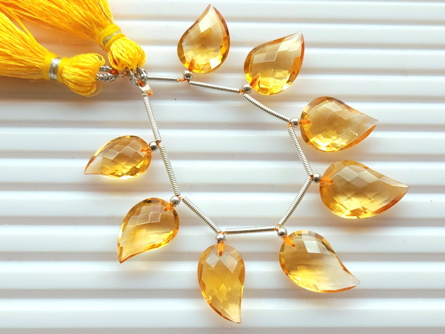 Natural AAA Citrine Mango Faceted Briolette Beads
