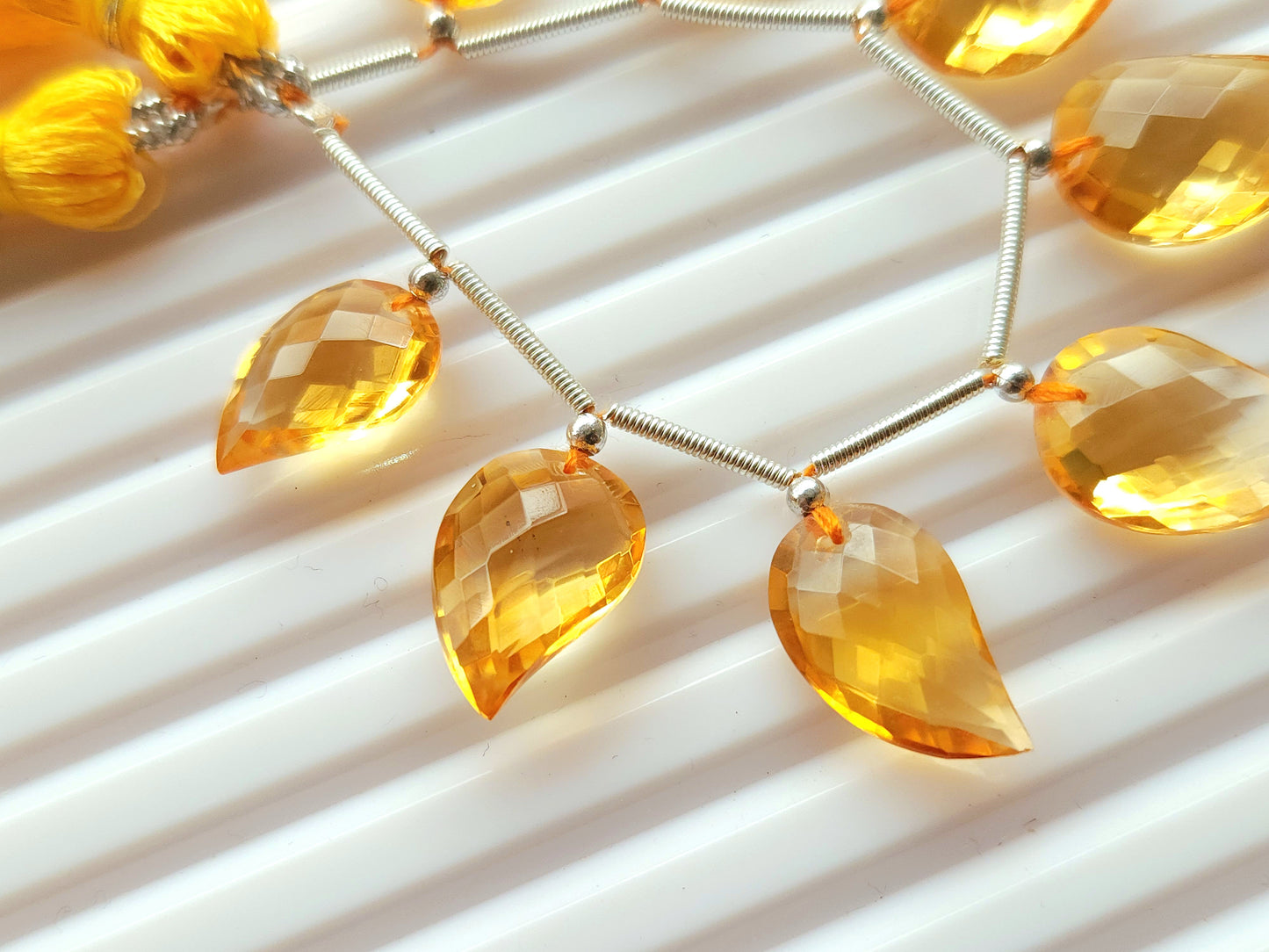 Natural AAA Citrine Mango Faceted Briolette Beads