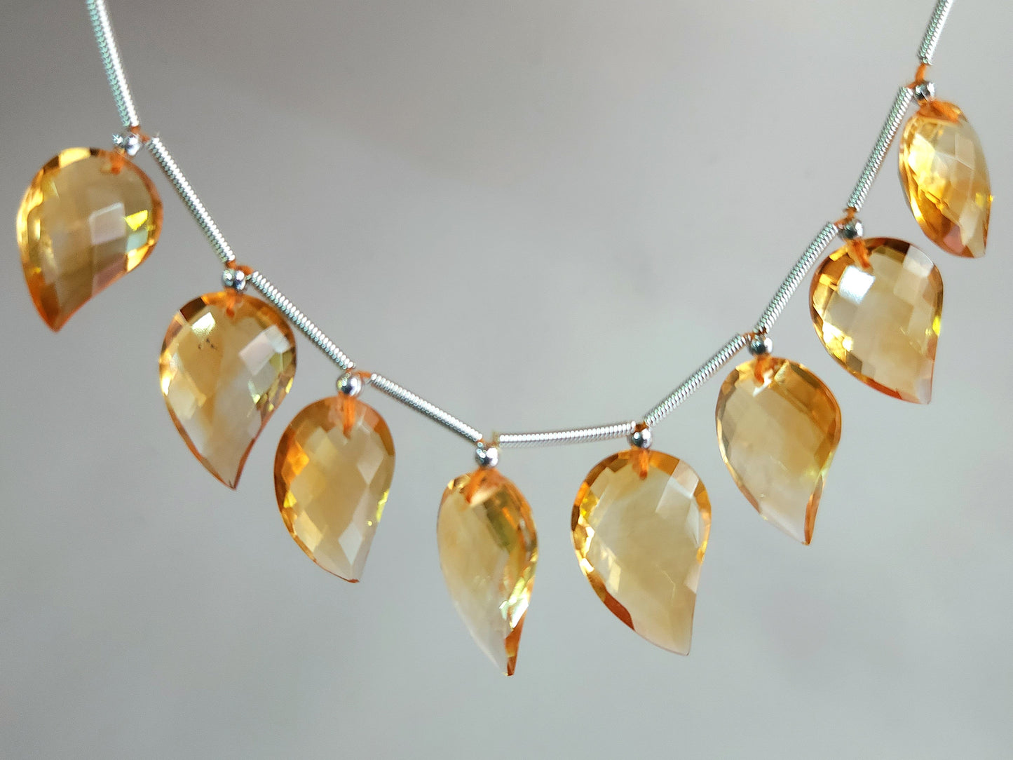 Natural AAA Citrine Mango Faceted Briolette Beads