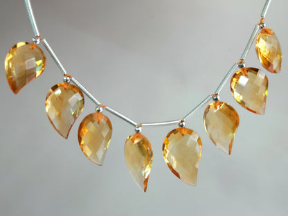 Natural AAA Citrine Mango Faceted Briolette Beads