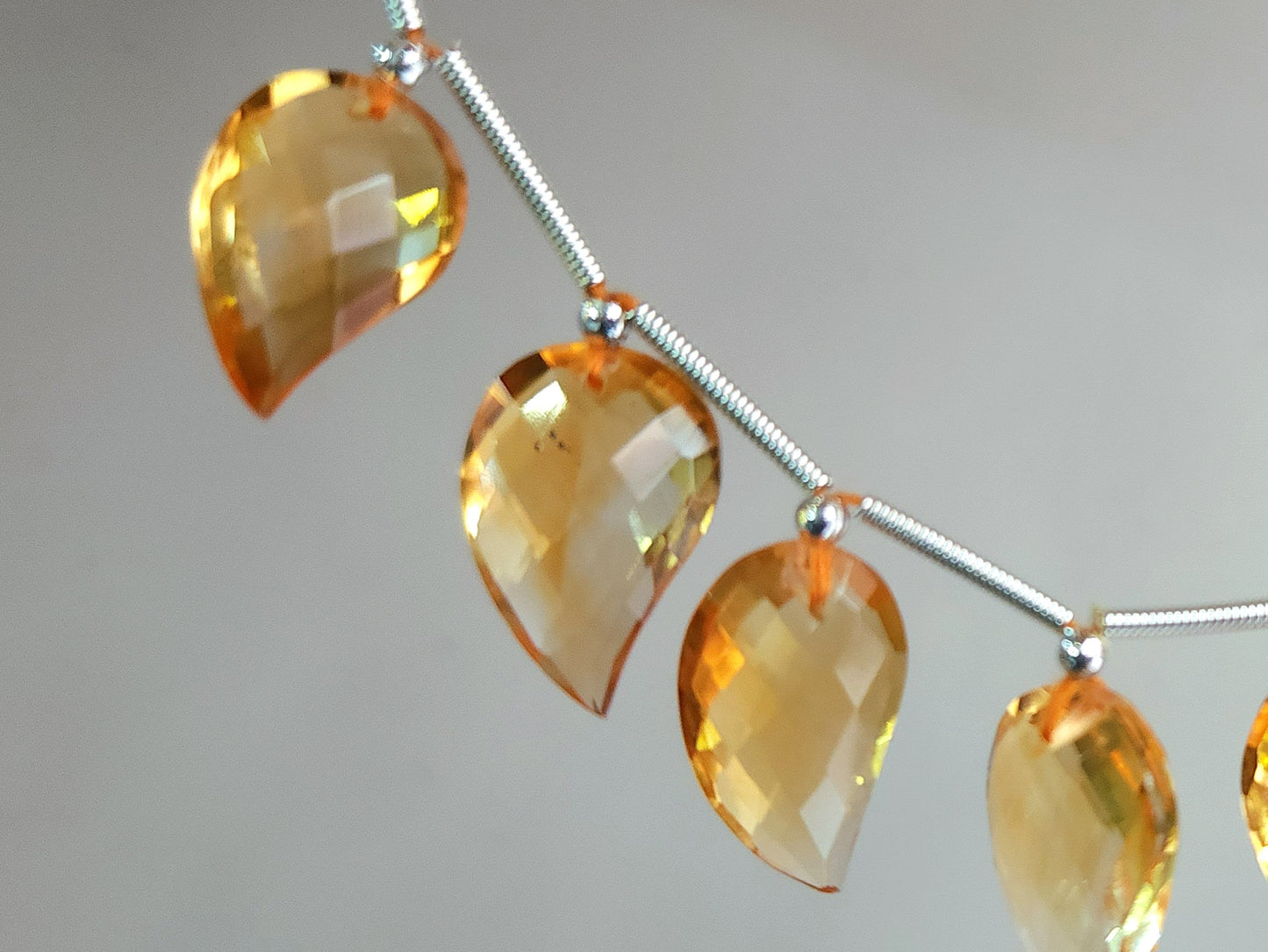 Natural AAA Citrine Mango Faceted Briolette Beads