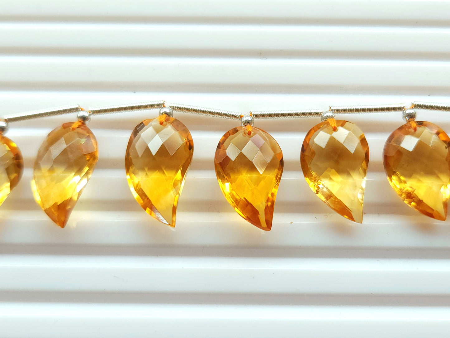 Natural AAA Citrine Mango Faceted Briolette Beads