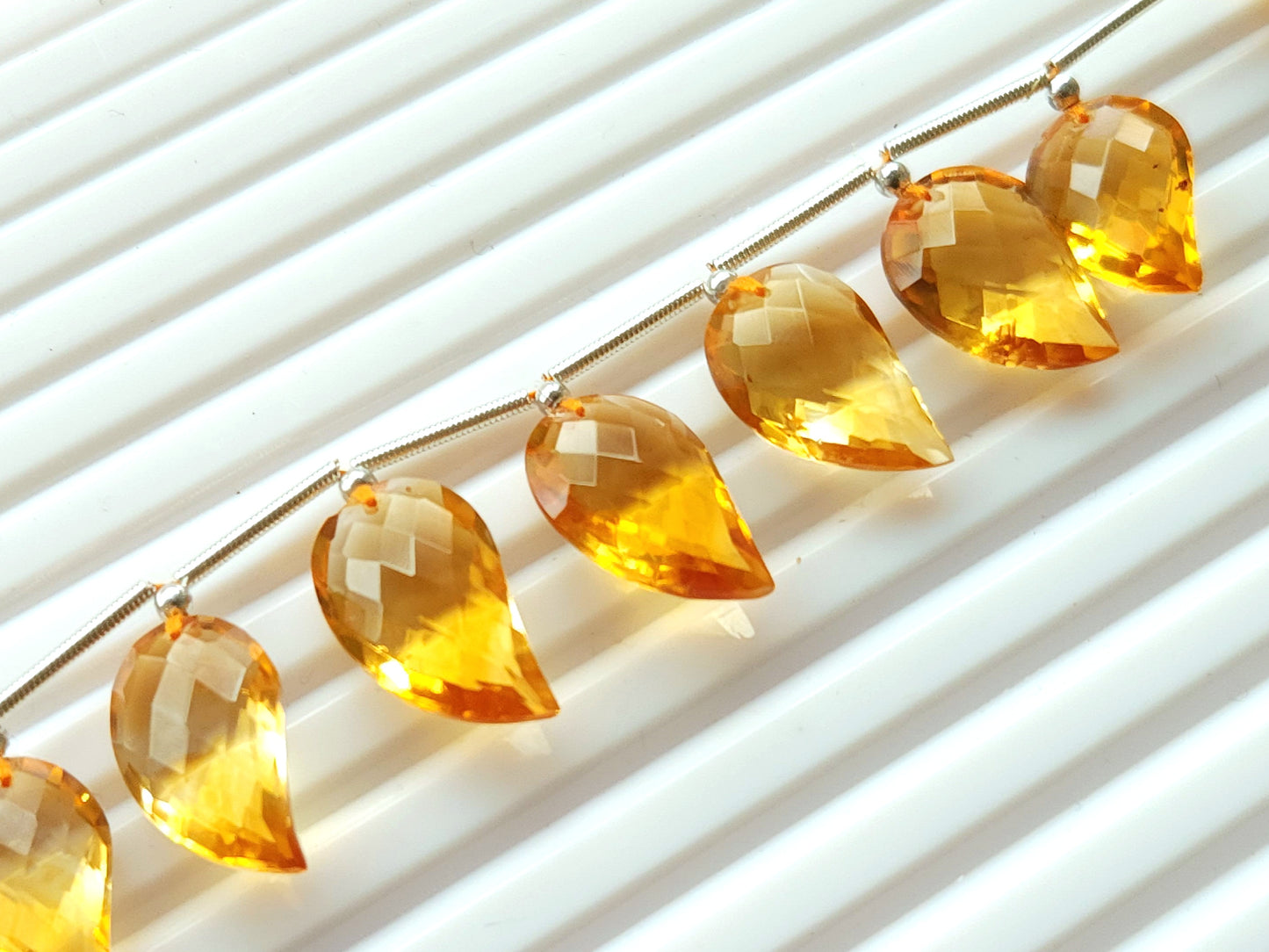 Natural AAA Citrine Mango Faceted Briolette Beads