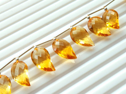 Natural AAA Citrine Mango Faceted Briolette Beads