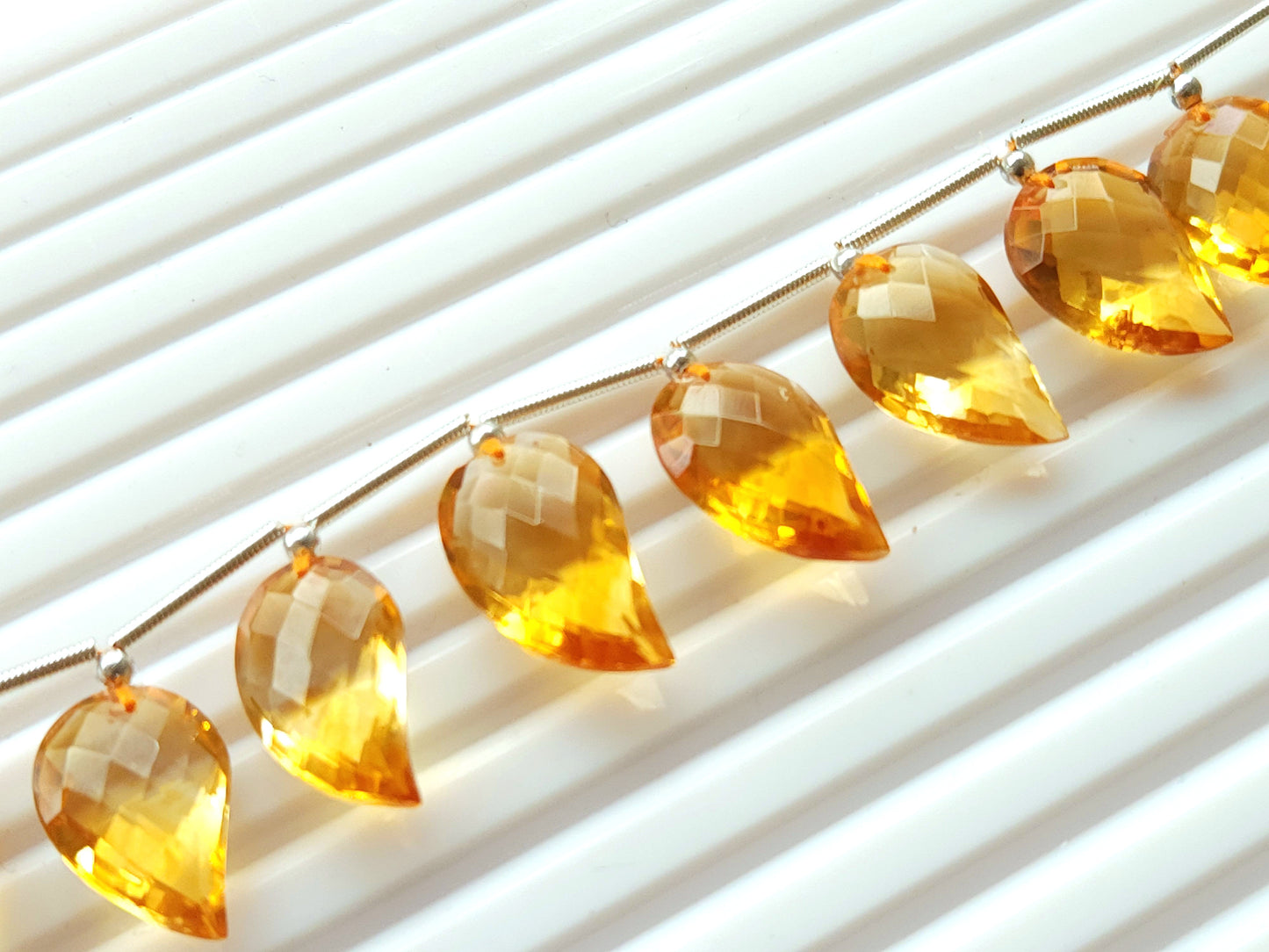 Natural AAA Citrine Mango Faceted Briolette Beads