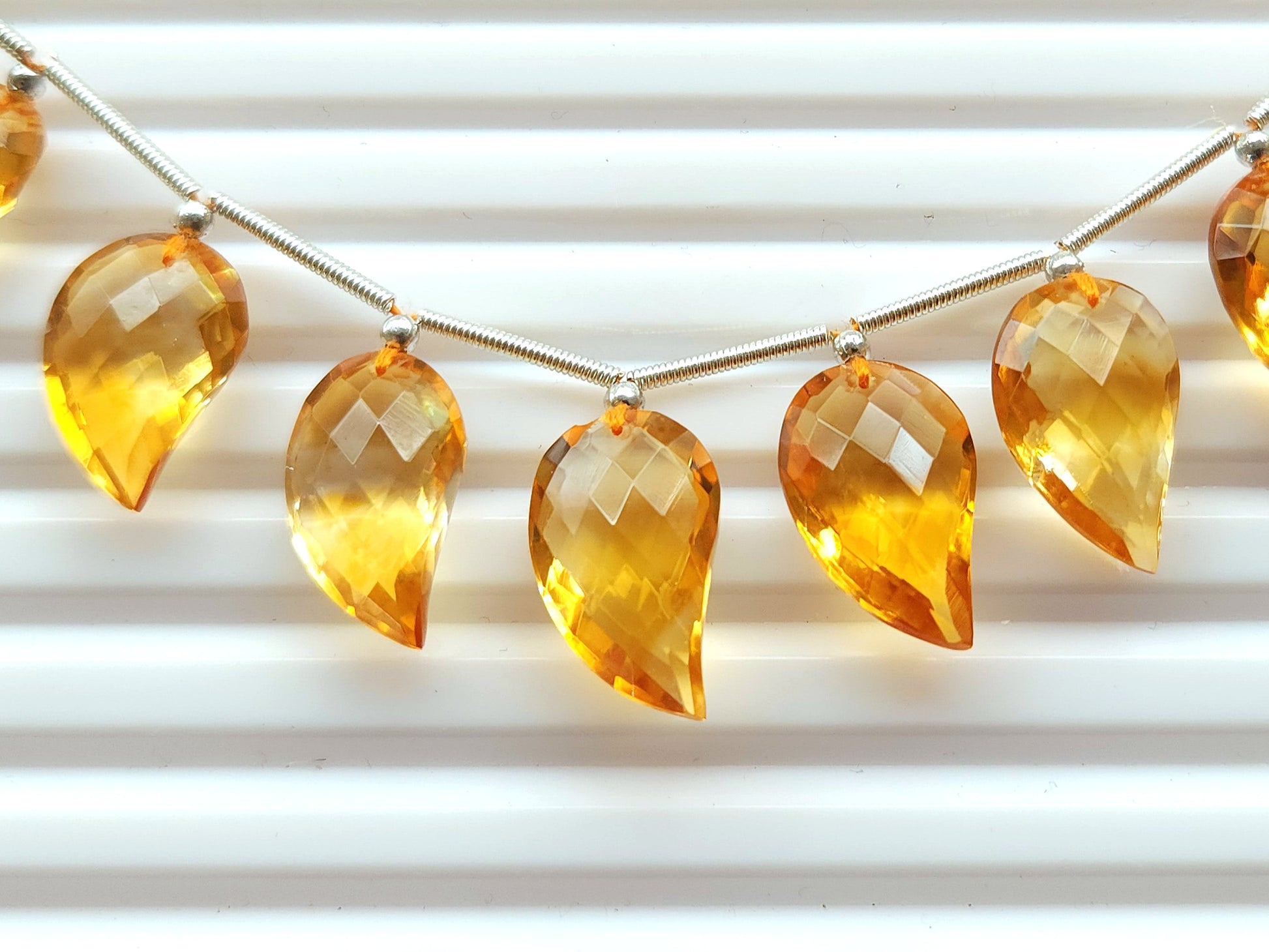 Natural AAA Citrine Mango Faceted Briolette Beads | 8 Pieces | Citrine Briolette Fancy Mango Shape Beads for Earrings & Jewelry Making
