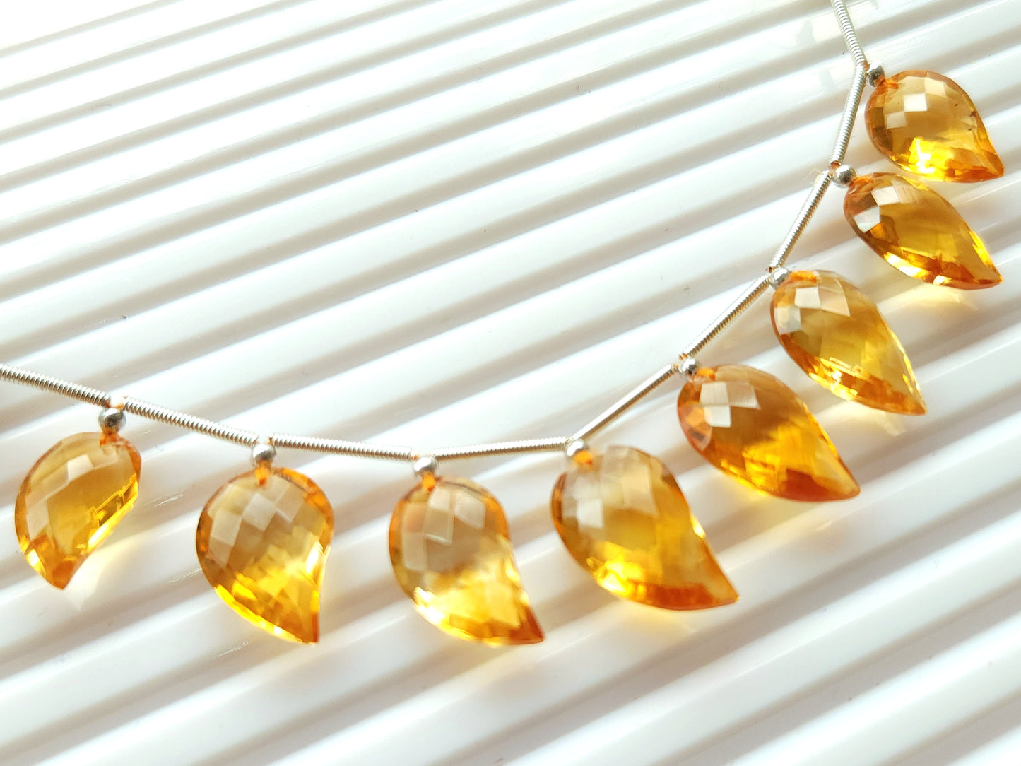 Natural AAA Citrine Mango Faceted Briolette Beads