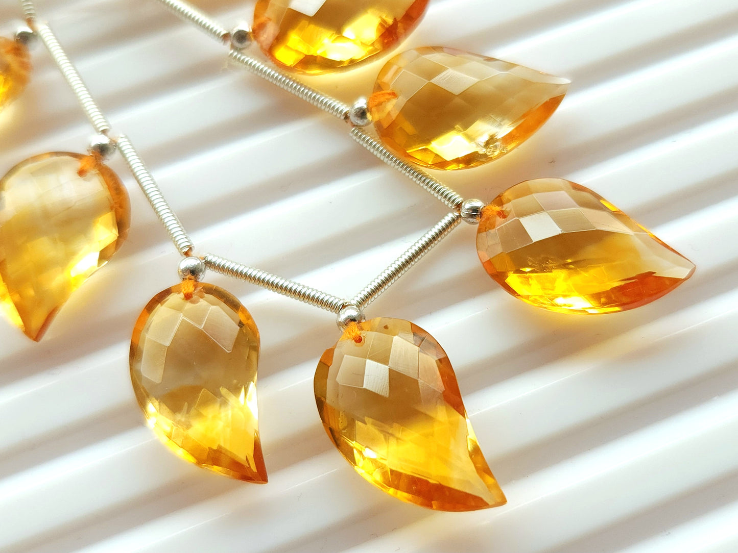 Natural AAA Citrine Mango Faceted Briolette Beads