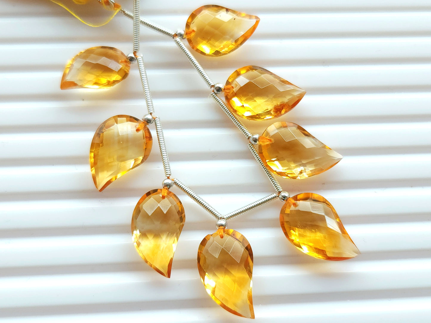 Natural AAA Citrine Mango Faceted Briolette Beads