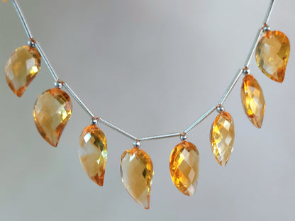 Natural AAA Citrine Mango Faceted Briolette Beads