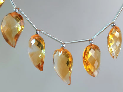 Natural AAA Citrine Mango Faceted Briolette Beads