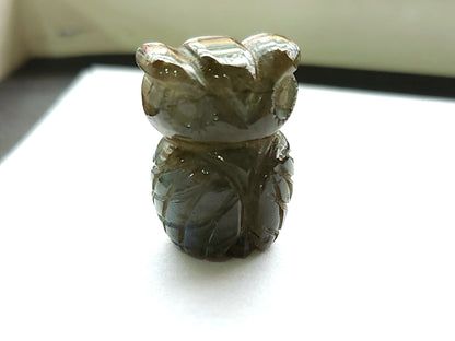 Natural Labradorite Carved Owl Figurine Gemstone
