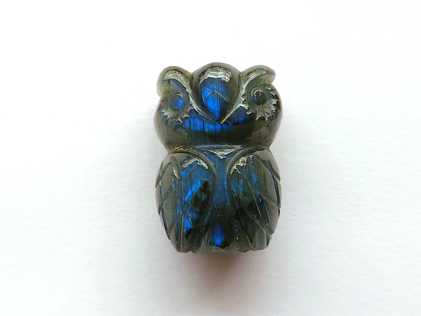 Natural Labradorite Carved Owl Figurine Gemstone