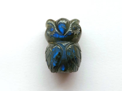 Natural Labradorite Carved Owl Figurine Gemstone
