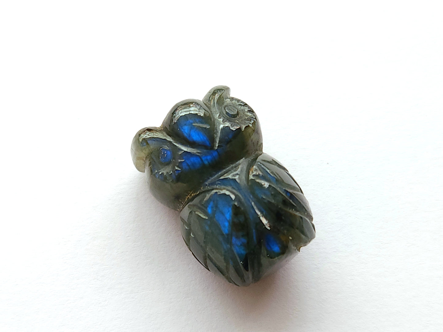 Natural Labradorite Carved Owl Figurine Gemstone