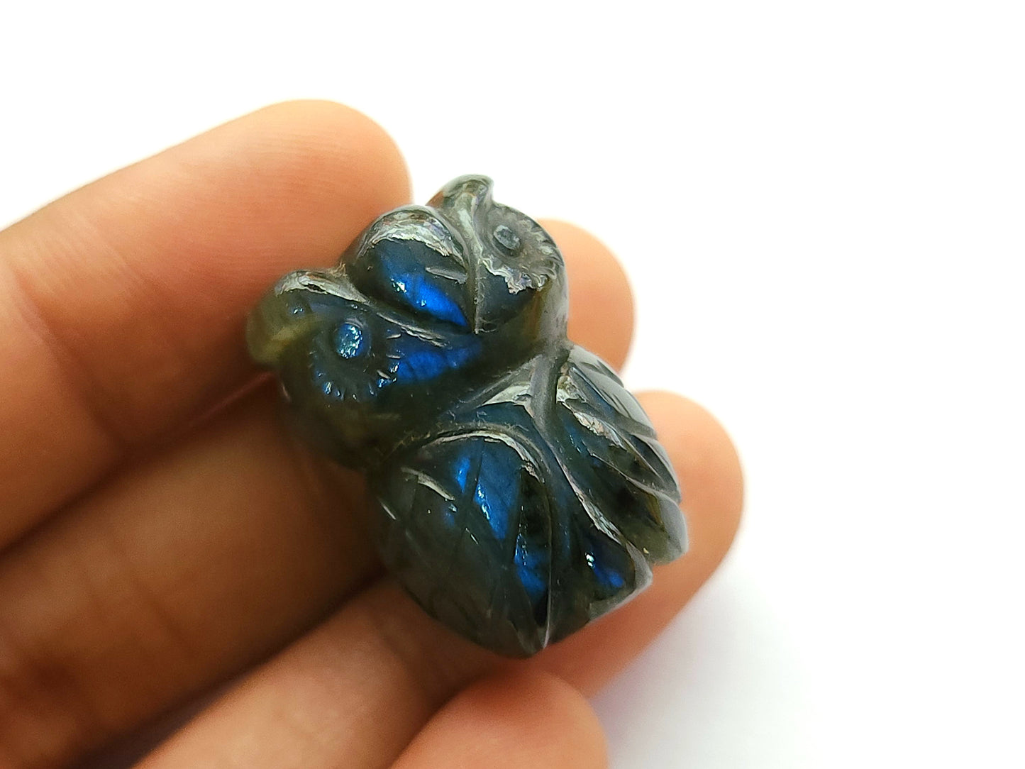 Natural Labradorite Carved Owl Figurine Gemstone