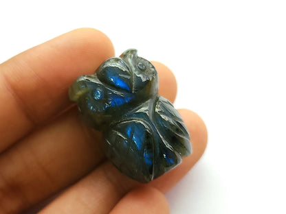 Natural Labradorite Carved Owl Figurine Gemstone