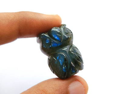 Natural Labradorite Carved Owl Figurine Gemstone